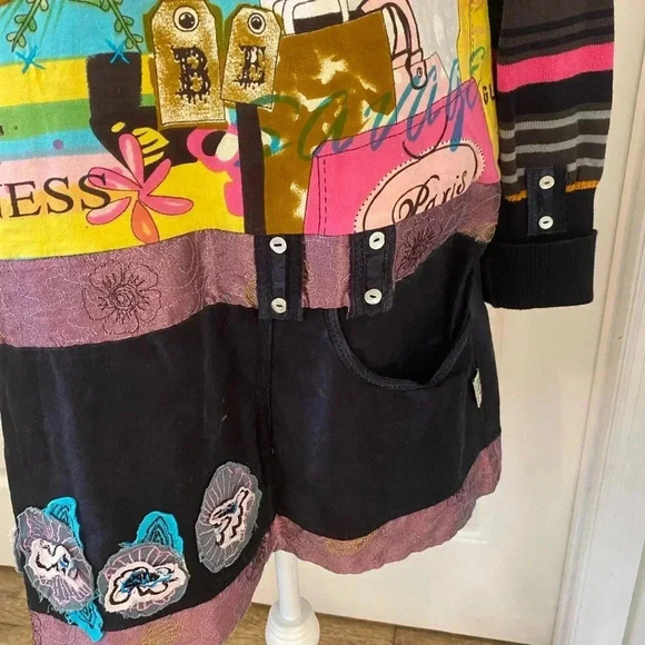 Savage Culture Womens Patchwork Cowl Neck Dress Size XL Pockets Art To Wear - Picture 4 of 14